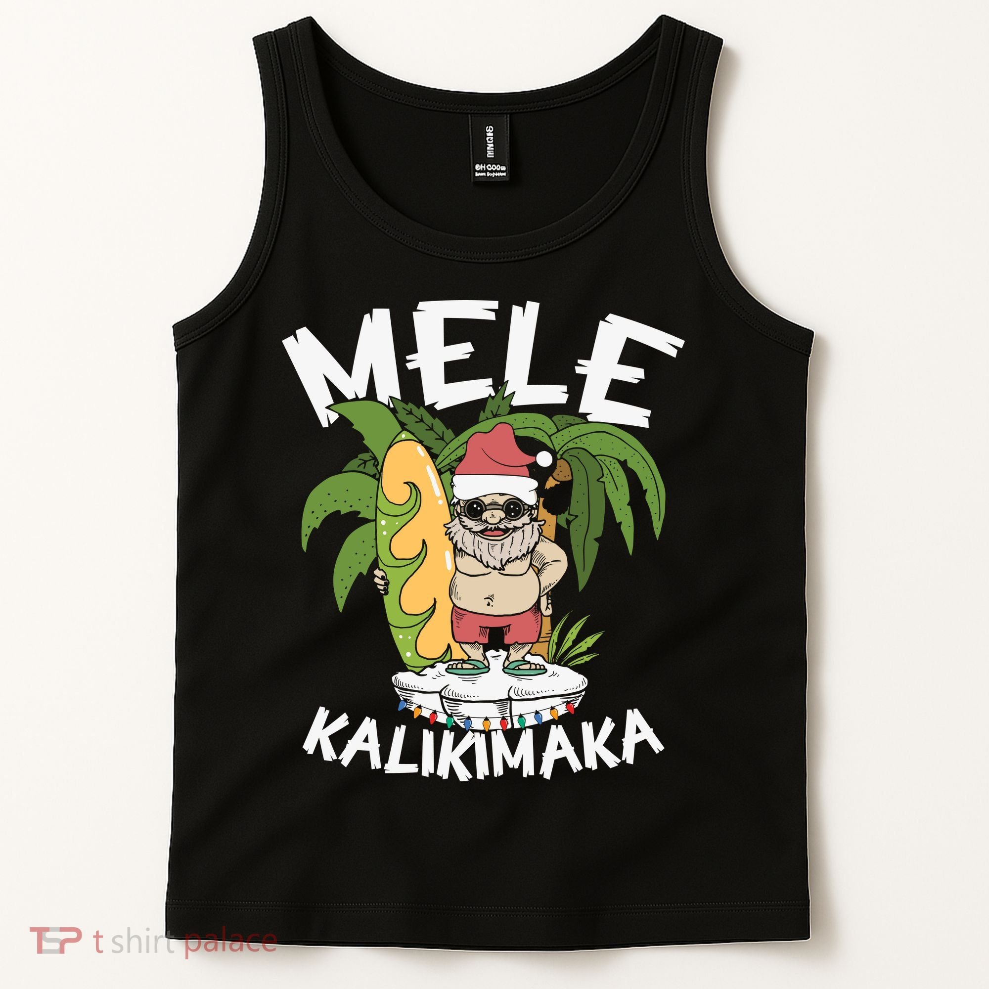 Mele Kalikimaka Palm Tree Hawaiian Christmas In July Tank Top