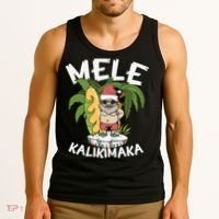 Mele Kalikimaka Palm Tree Hawaiian Christmas In July Tank Top thumb 3