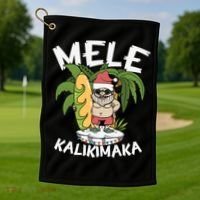 Mele Kalikimaka Palm Tree Hawaiian Christmas In July Golf Towel thumb 1