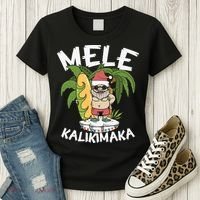 Mele Kalikimaka Palm Tree Hawaiian Christmas In July Women's T-Shirt thumb 3