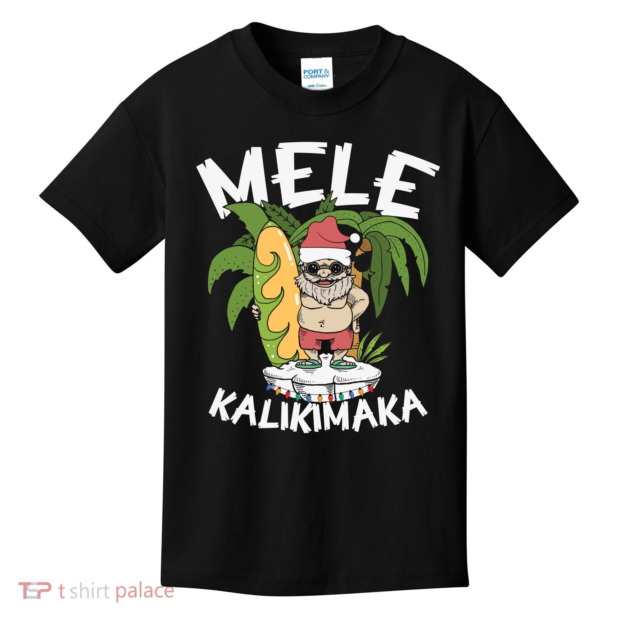 Mele Kalikimaka Palm Tree Hawaiian Christmas In July Kids T-Shirt