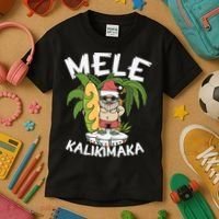 Mele Kalikimaka Palm Tree Hawaiian Christmas In July Kids T-Shirt thumb 3