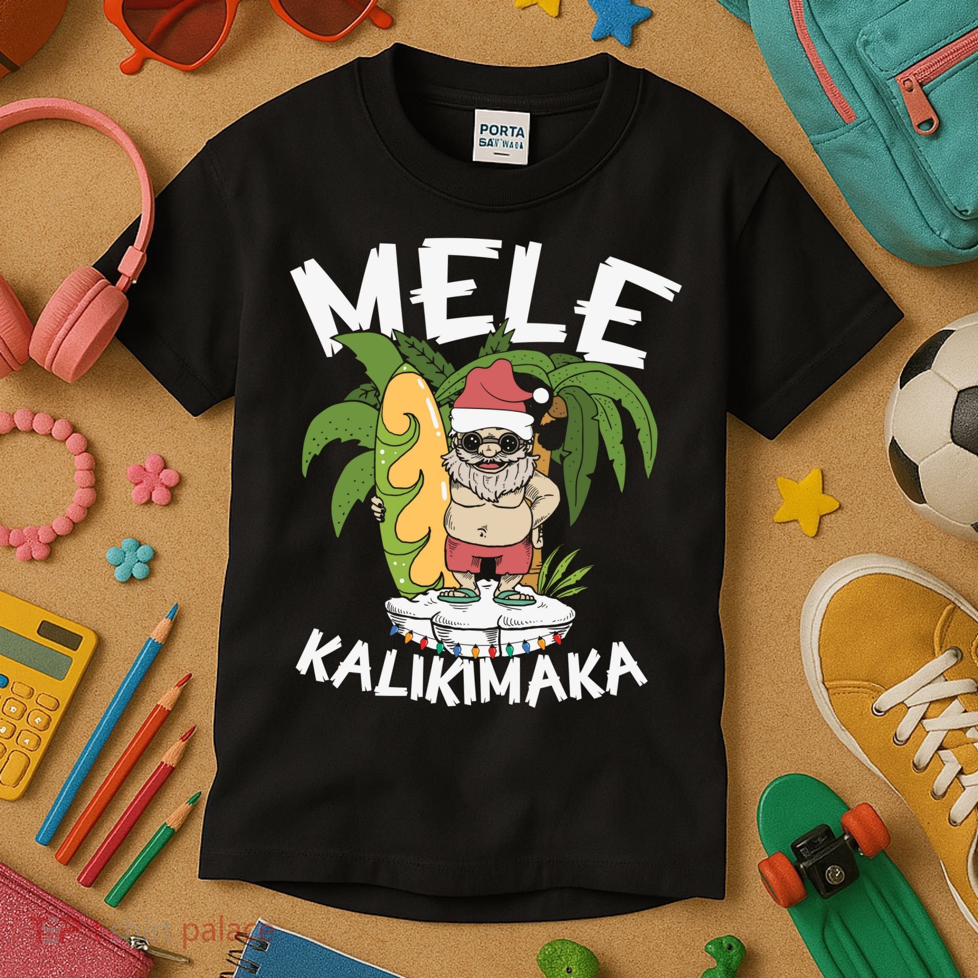 Mele Kalikimaka Palm Tree Hawaiian Christmas In July Kids T-Shirt