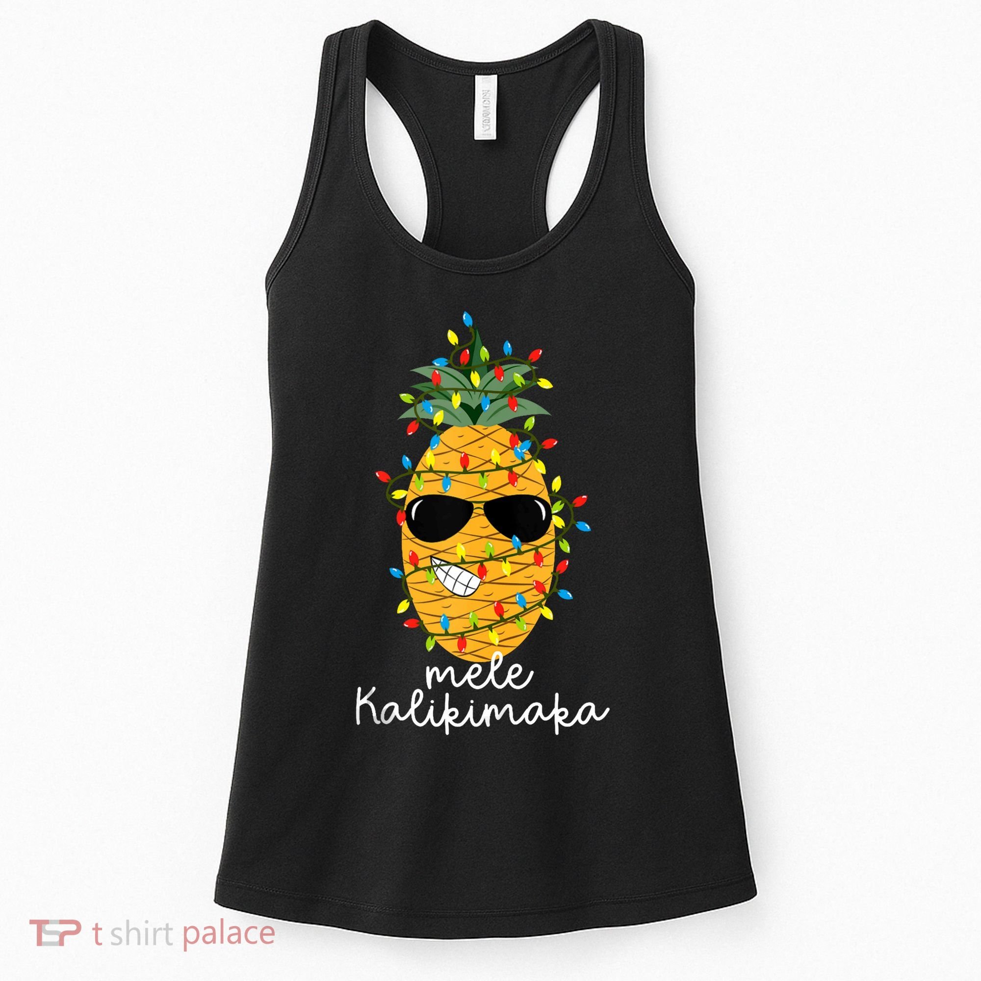 Mele Kalikimaka Pineapple Tree Hawaiian Christmas In July Tank Top Women's Tank Top
