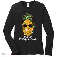 Mele Kalikimaka Pineapple Tree Hawaiian Christmas In July Tank Top Women's Long Sleeve Shirt thumb 0