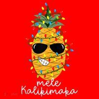 Mele Kalikimaka Pineapple Tree Hawaiian Christmas In July Tank Top Santa Hat thumb 1