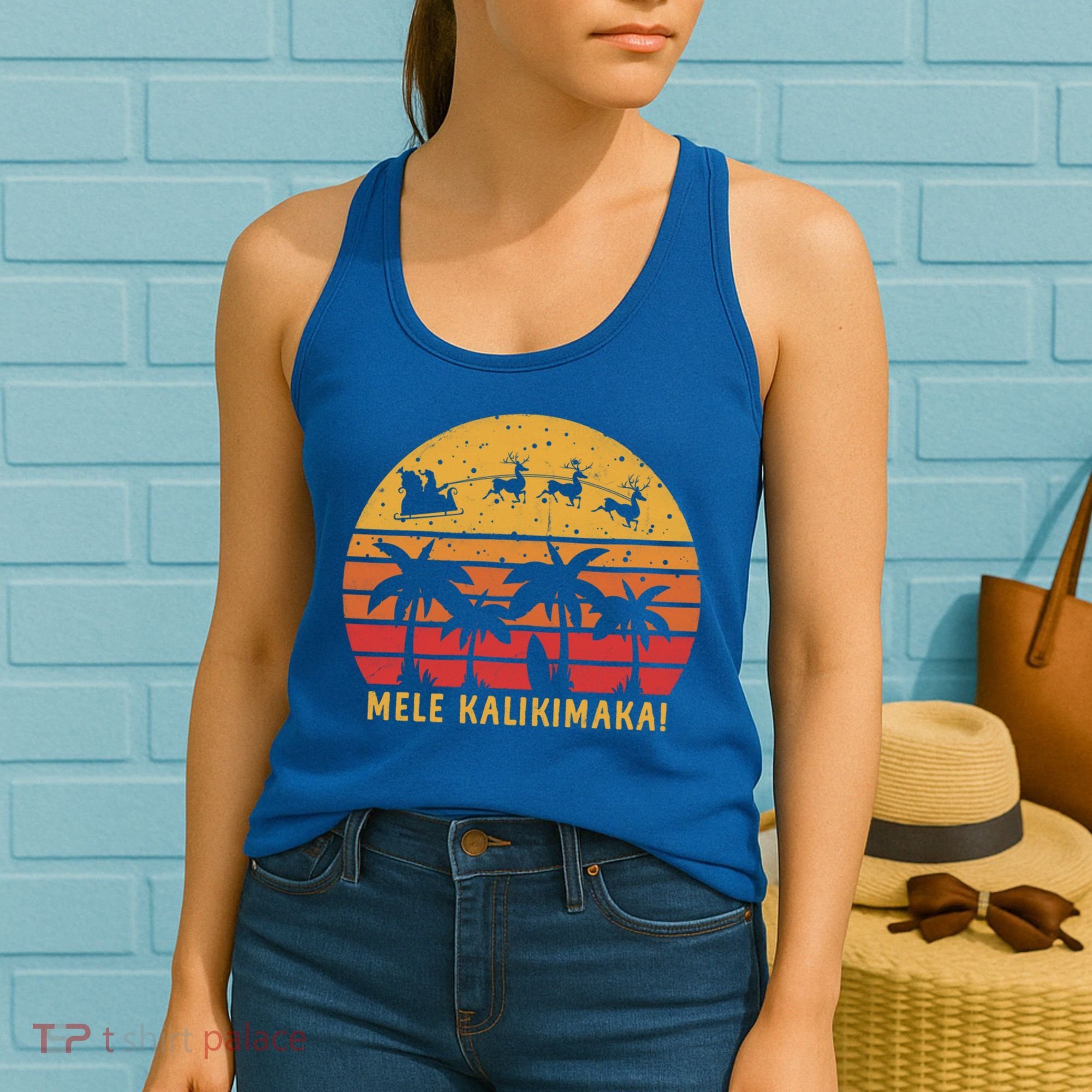 Mele Kalikimaka Retro Hawaiian Christmas Family Vacation Great Gift Women's Tank Top