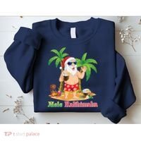 Mele Kalikimaka Santa Surfing Christmas Surf In July Merry Sweatshirt thumb 2
