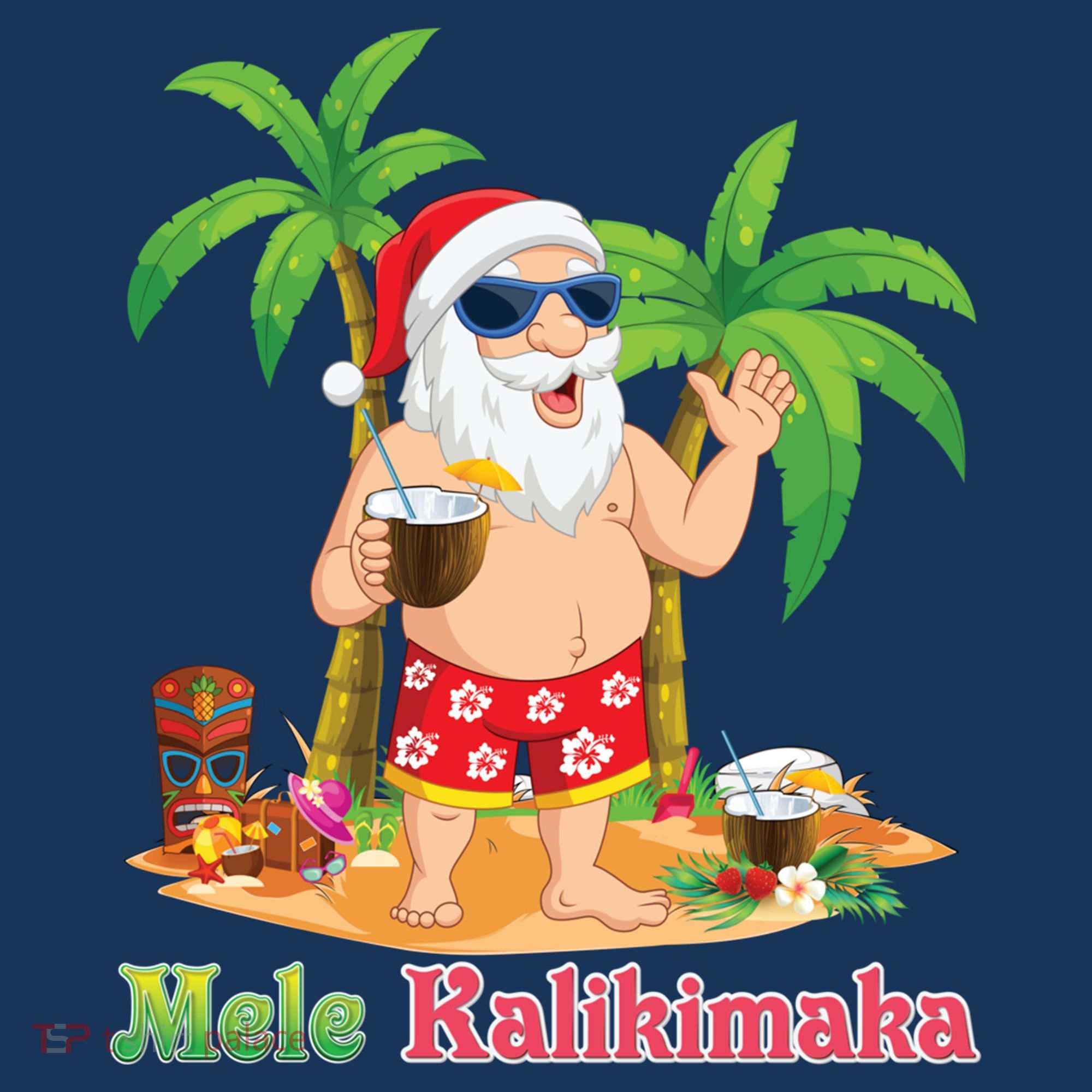 Mele Kalikimaka Santa Surfing Christmas Surf In July Merry T-Shirt