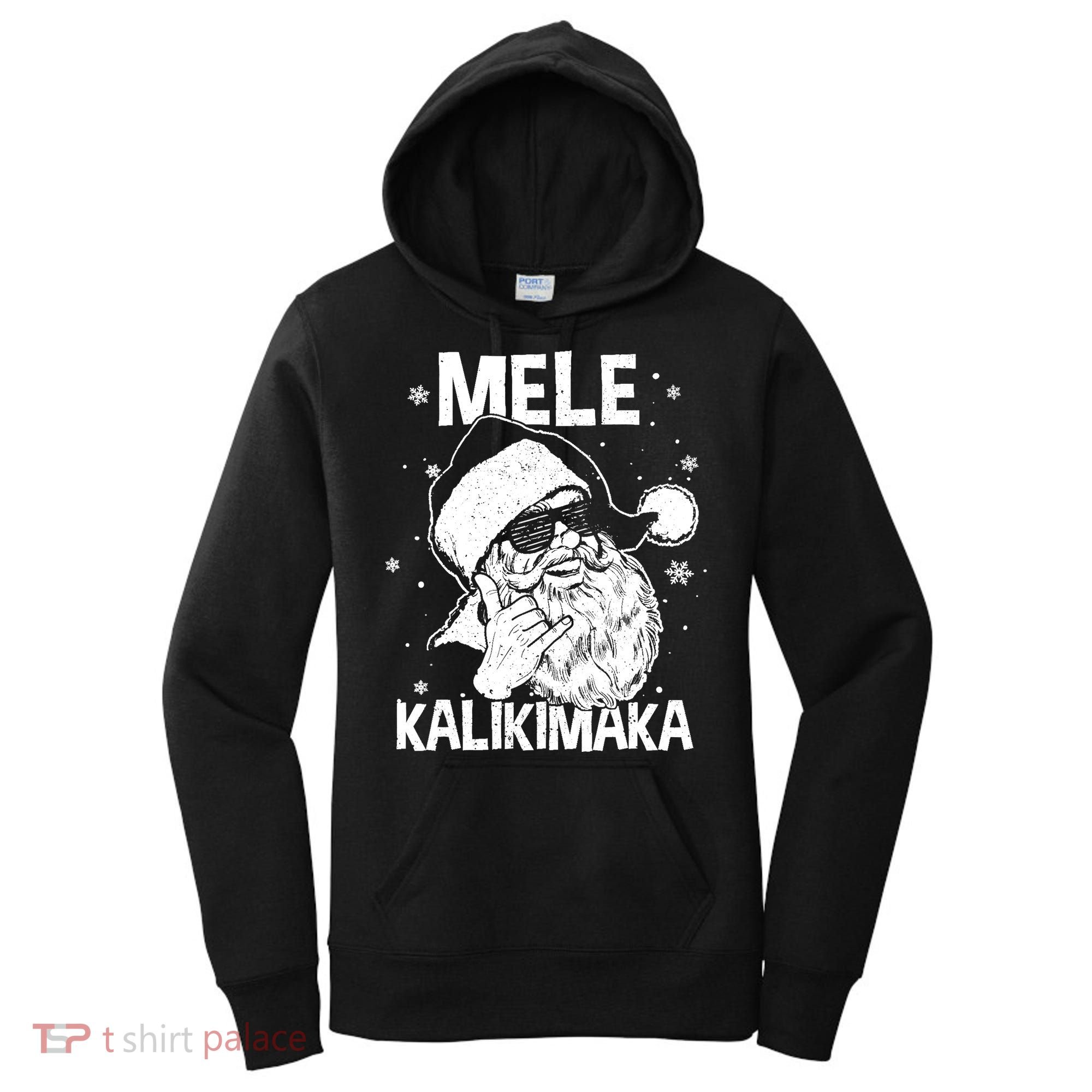 Mele Kalikimaka Santa Claus Shaka Hawaiian Christmas Hawaii Women's Hoodie