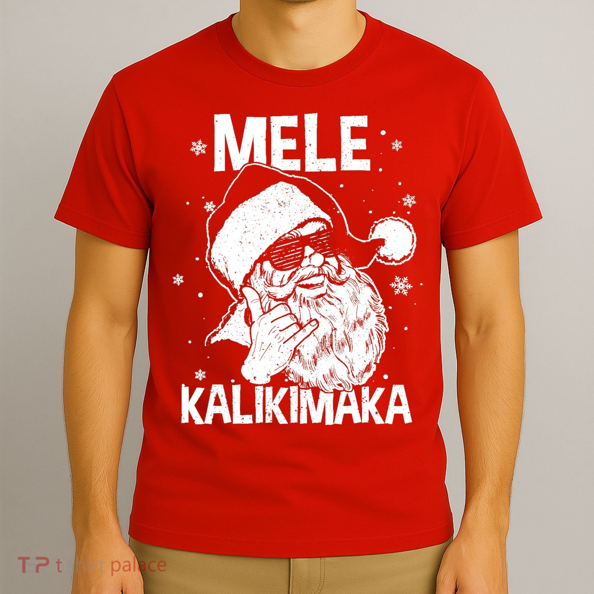 Mele Kalikimaka Santa Claus Shaka Hawaiian Christmas Hawaii T-Shirt