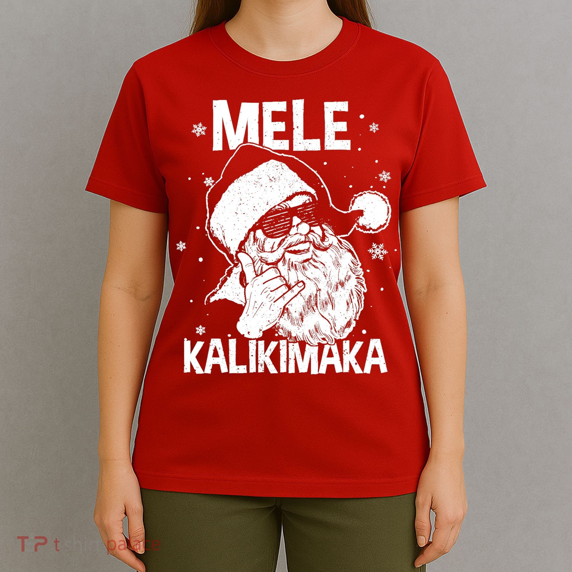 Mele Kalikimaka Santa Claus Shaka Hawaiian Christmas Hawaii T-Shirt