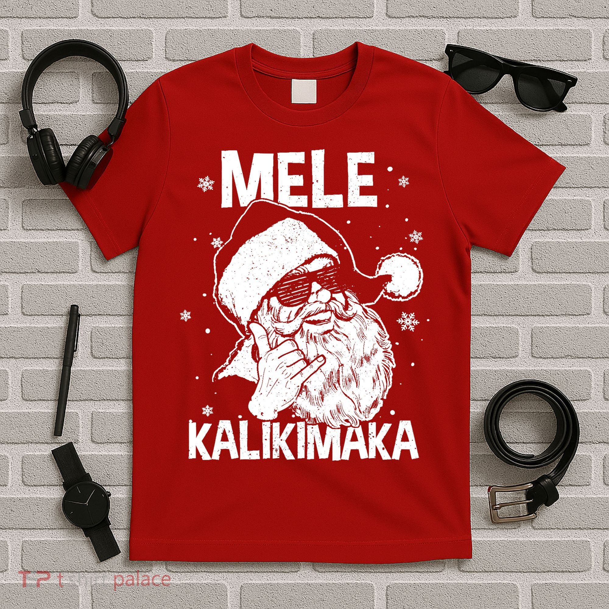 Mele Kalikimaka Santa Claus Shaka Hawaiian Christmas Hawaii T-Shirt