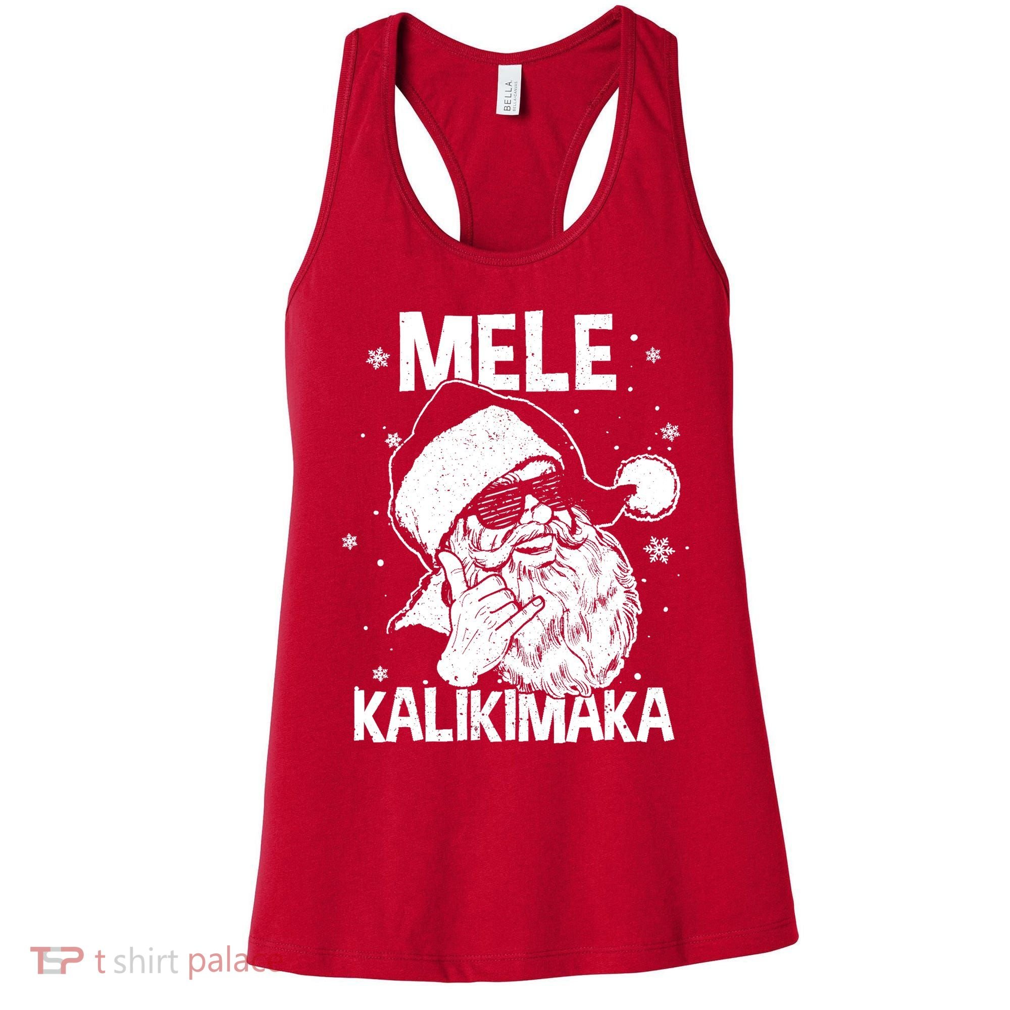 Mele Kalikimaka Santa Claus Shaka Hawaiian Christmas Hawaii Women's Tank Top