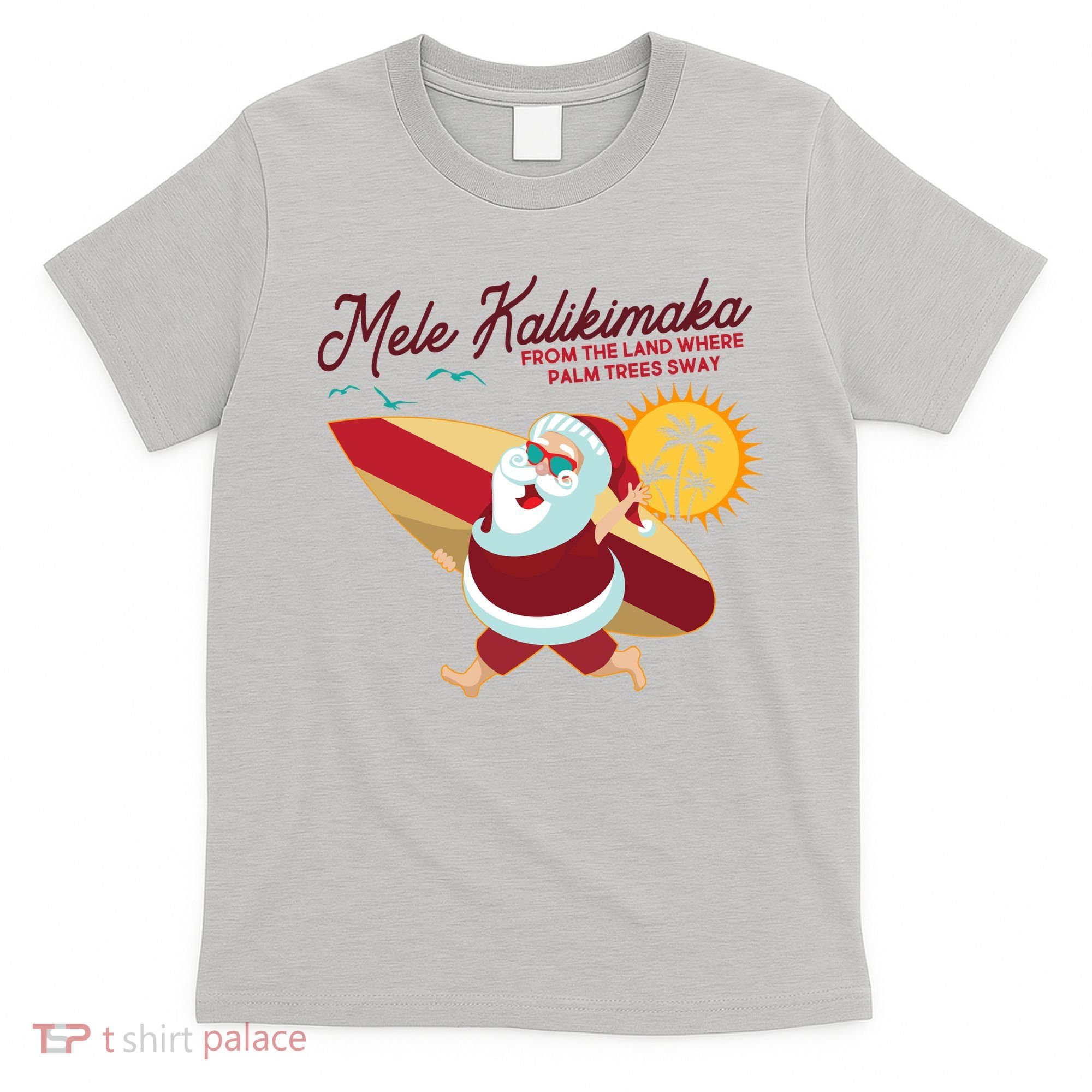 Mele Kalikimaka Surfer Santa Claus T-Shirt