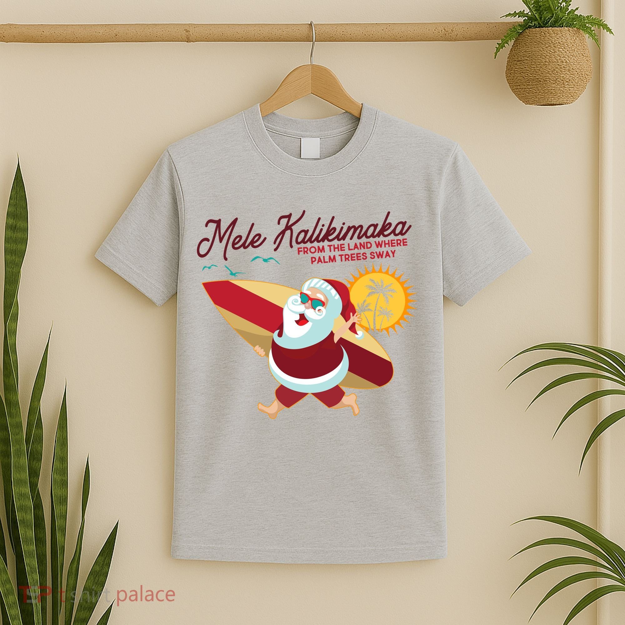 Mele Kalikimaka Surfer Santa Claus T-Shirt