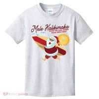 Mele Kalikimaka Surfer Santa Claus Kids T-Shirt thumb 0