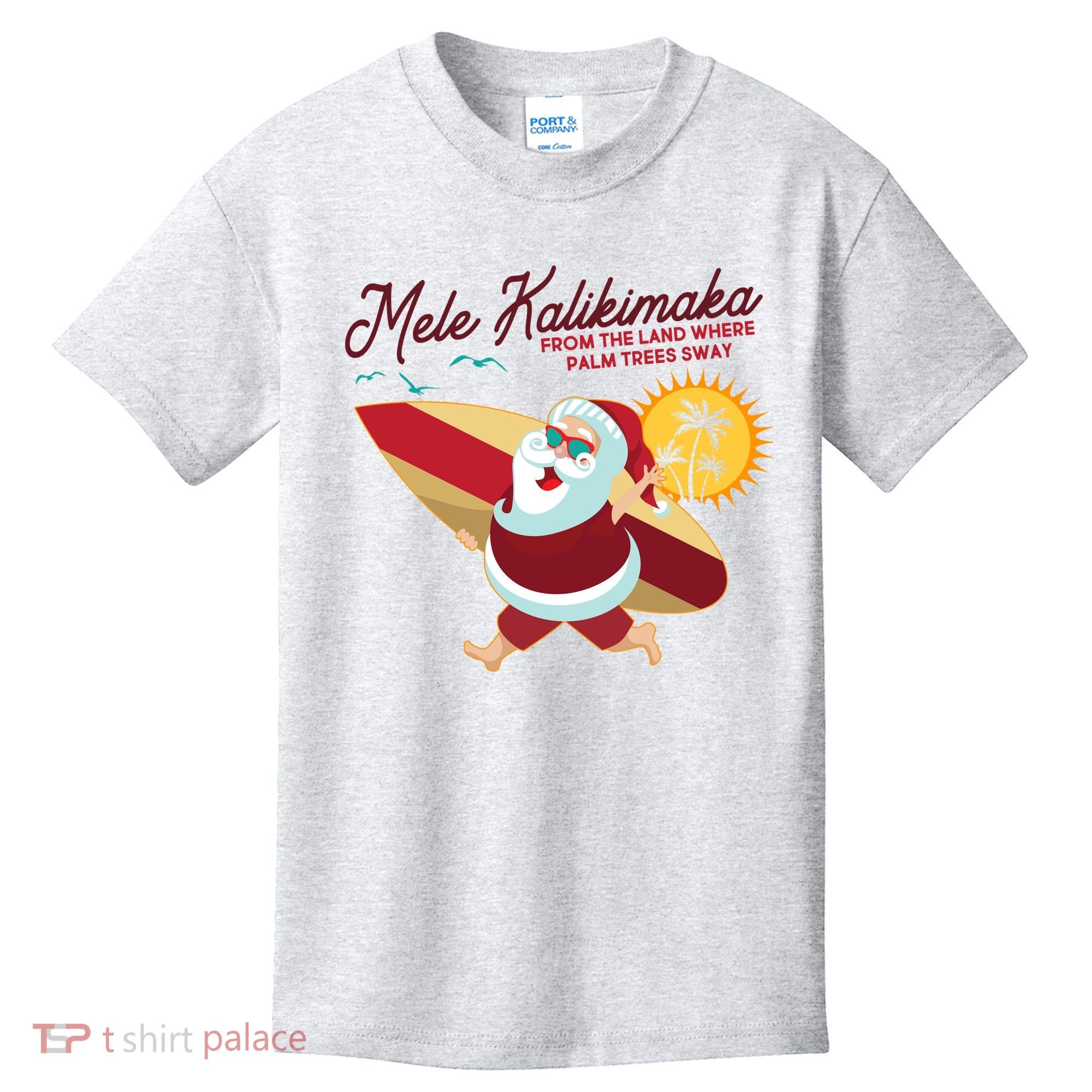 Mele Kalikimaka Surfer Santa Claus Kids T-Shirt