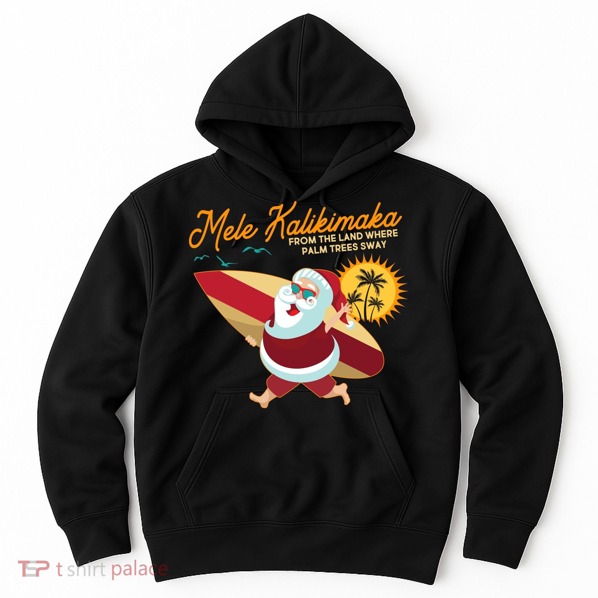 Mele Kalikimaka Surfer Santa Claus Hoodie