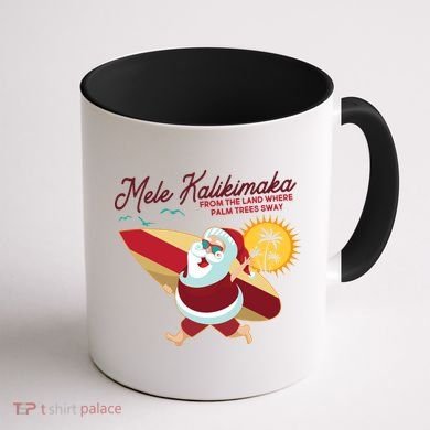 Mele Kalikimaka Surfer Santa Claus Coffee Mug back