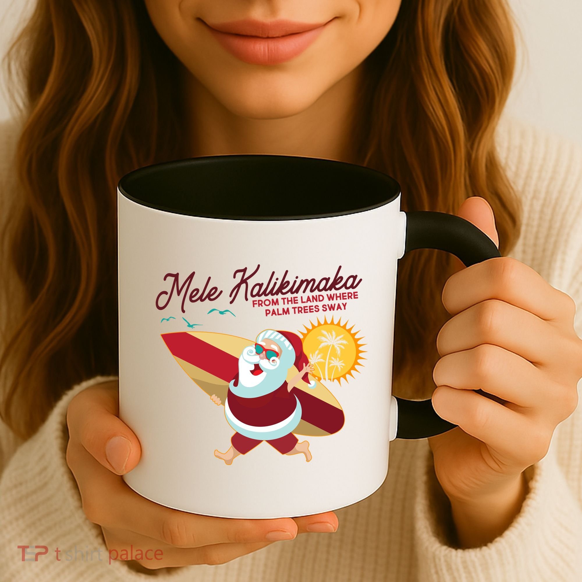 Mele Kalikimaka Surfer Santa Claus Coffee Mug