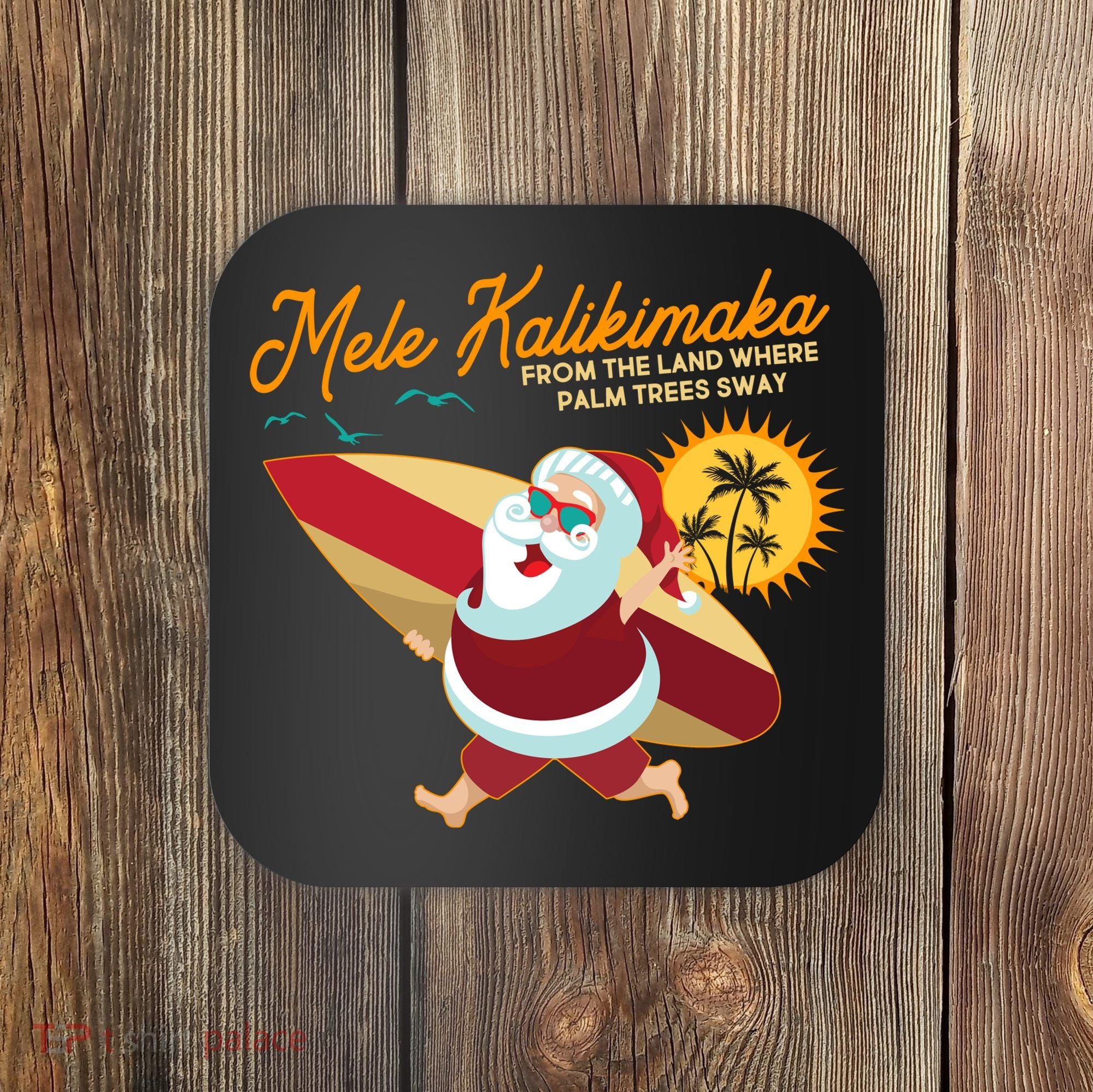 Mele Kalikimaka Surfer Santa Claus Coaster