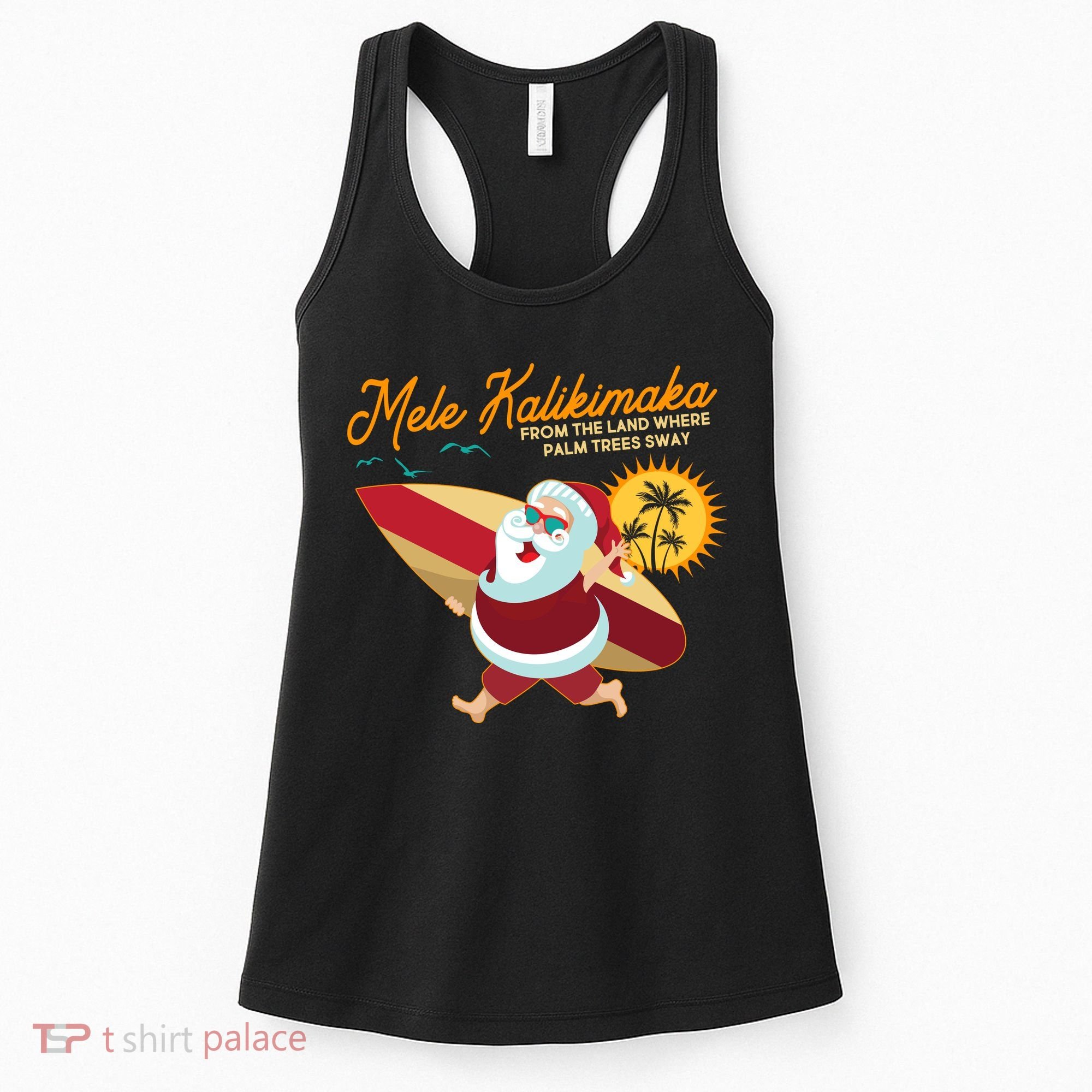 Mele Kalikimaka Surfer Santa Claus Women's Tank Top