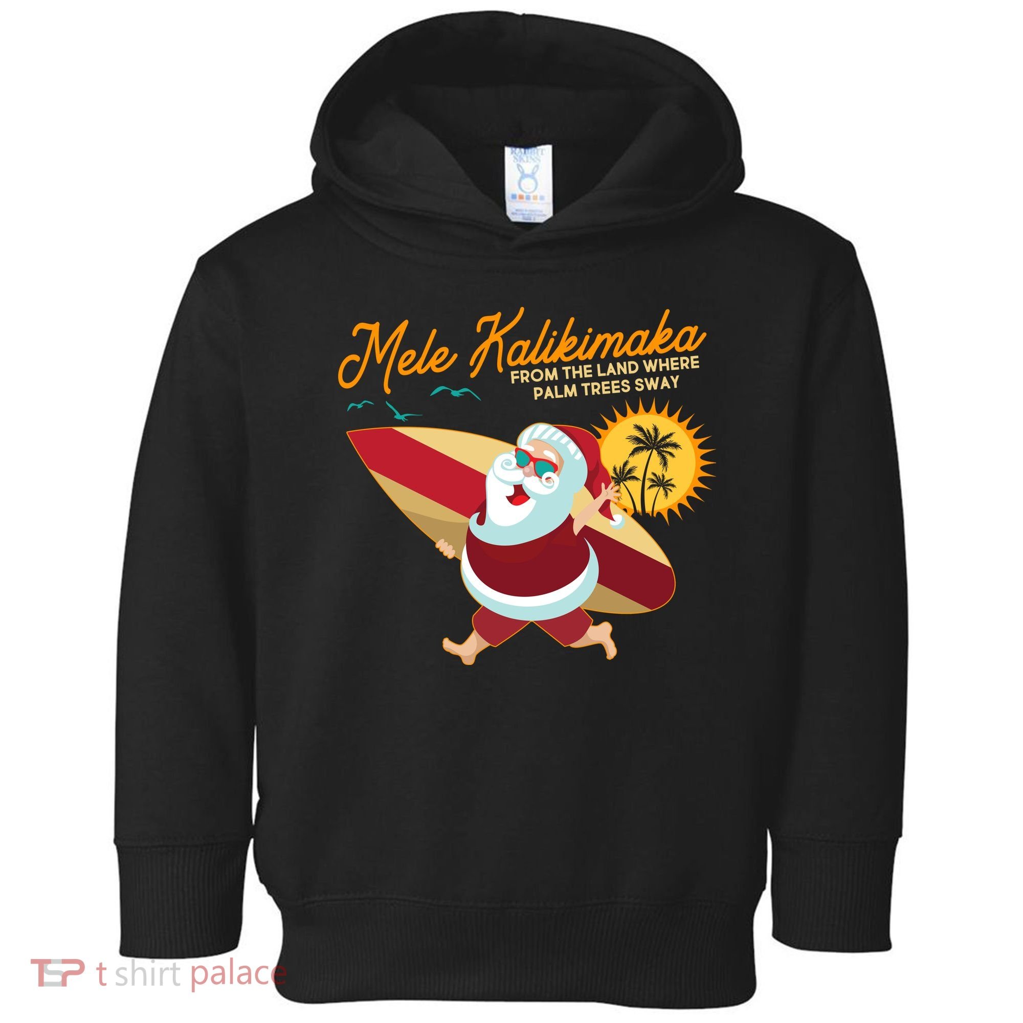 Mele Kalikimaka Surfer Santa Claus Toddler Hoodie
