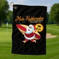 Mele Kalikimaka Surfer Santa Claus Golf Towel thumb 1