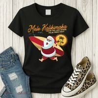 Mele Kalikimaka Surfer Santa Claus Women's T-Shirt thumb 3