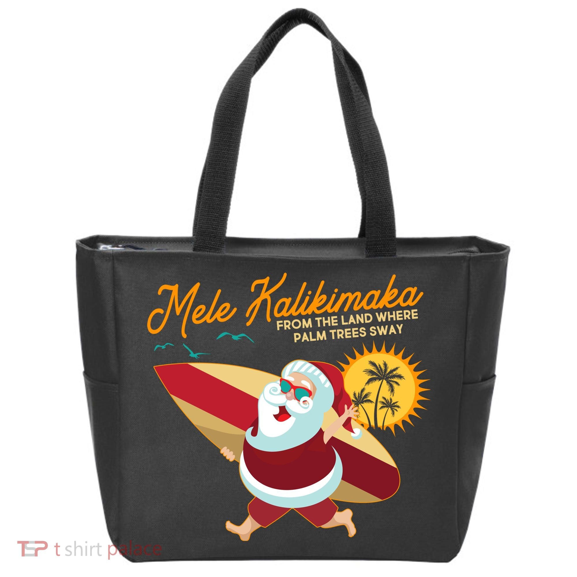 Mele Kalikimaka Surfer Santa Claus Tote Bag