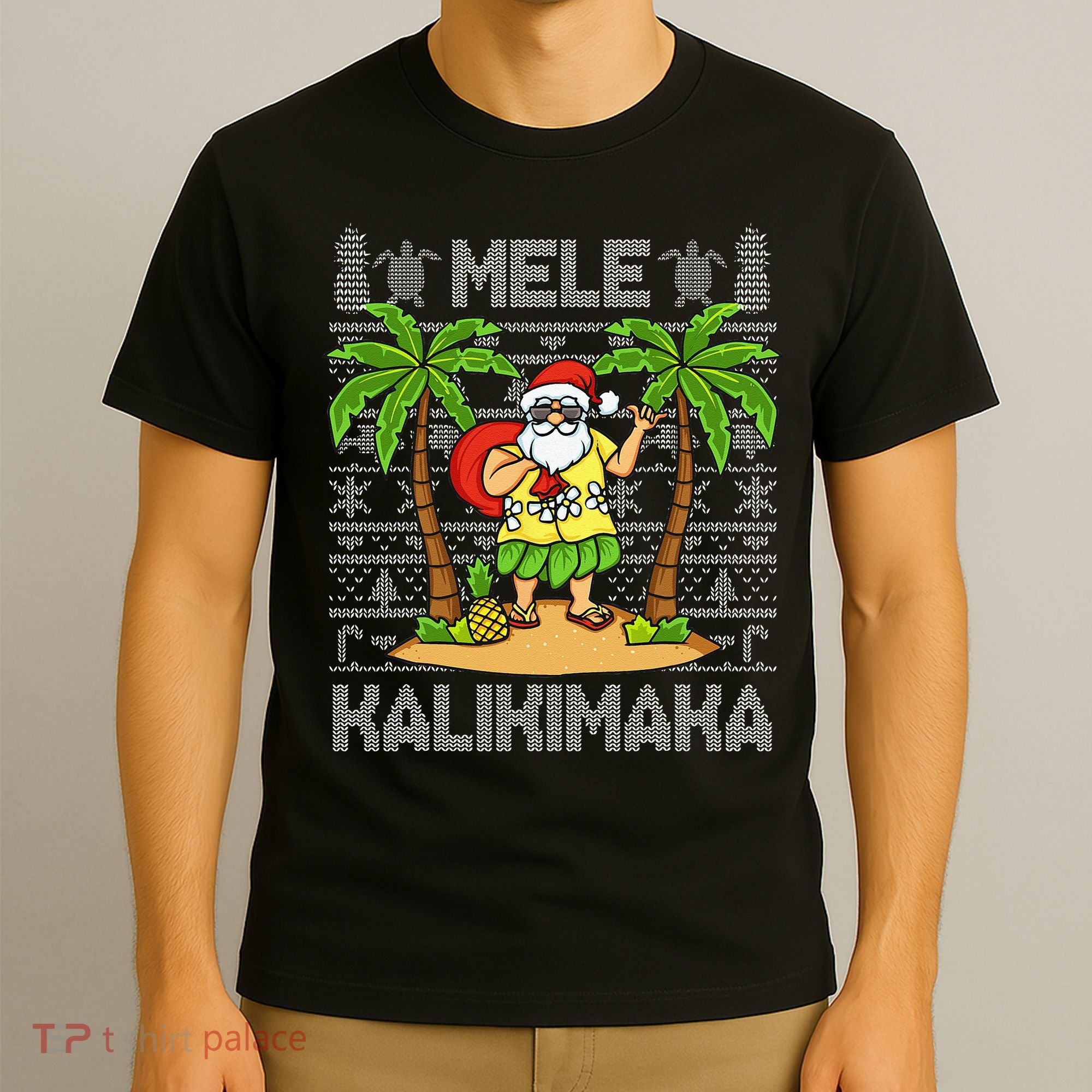 Mele Kalikimaka Santa Claus Hawaiian Christmas In July T-Shirt