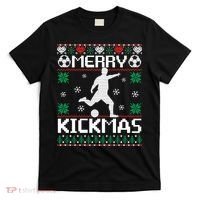 Merry Kickmas Soccer Player Sports Ugly Christmas Sweater T-Shirt thumb 0