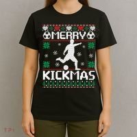 Merry Kickmas Soccer Player Sports Ugly Christmas Sweater T-Shirt thumb 4