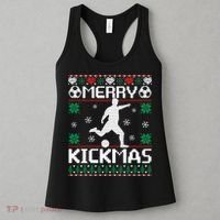 Merry Kickmas Soccer Player Sports Ugly Christmas Sweater Women's Tank Top thumb 3
