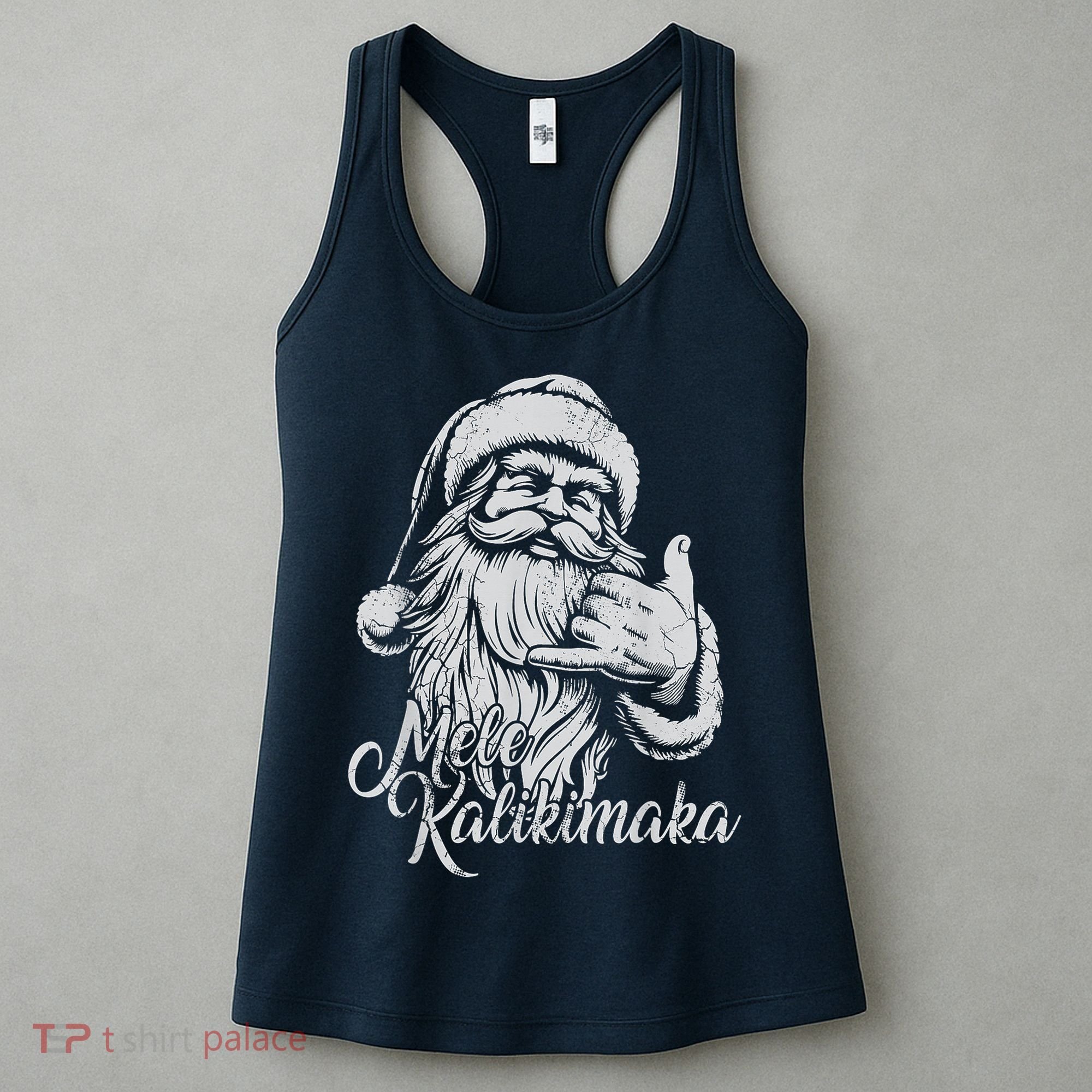 Mele Kalikimaka Santa Claus Hawaiian Christmas Hawaii Spirit Women's Tank Top