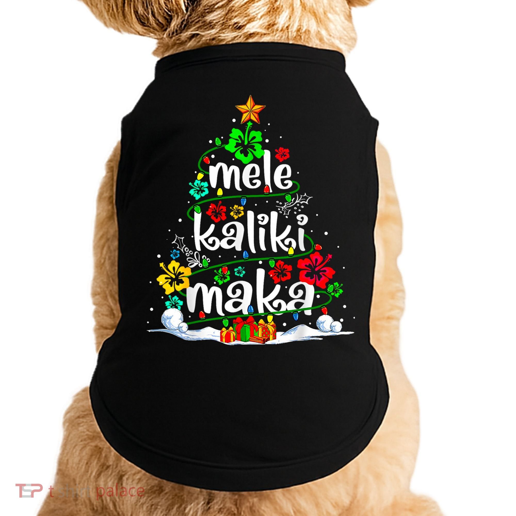 Mele Kalikimaka Tropical Christmas Hawaiian Santa Xmas Tree Doggie Tank