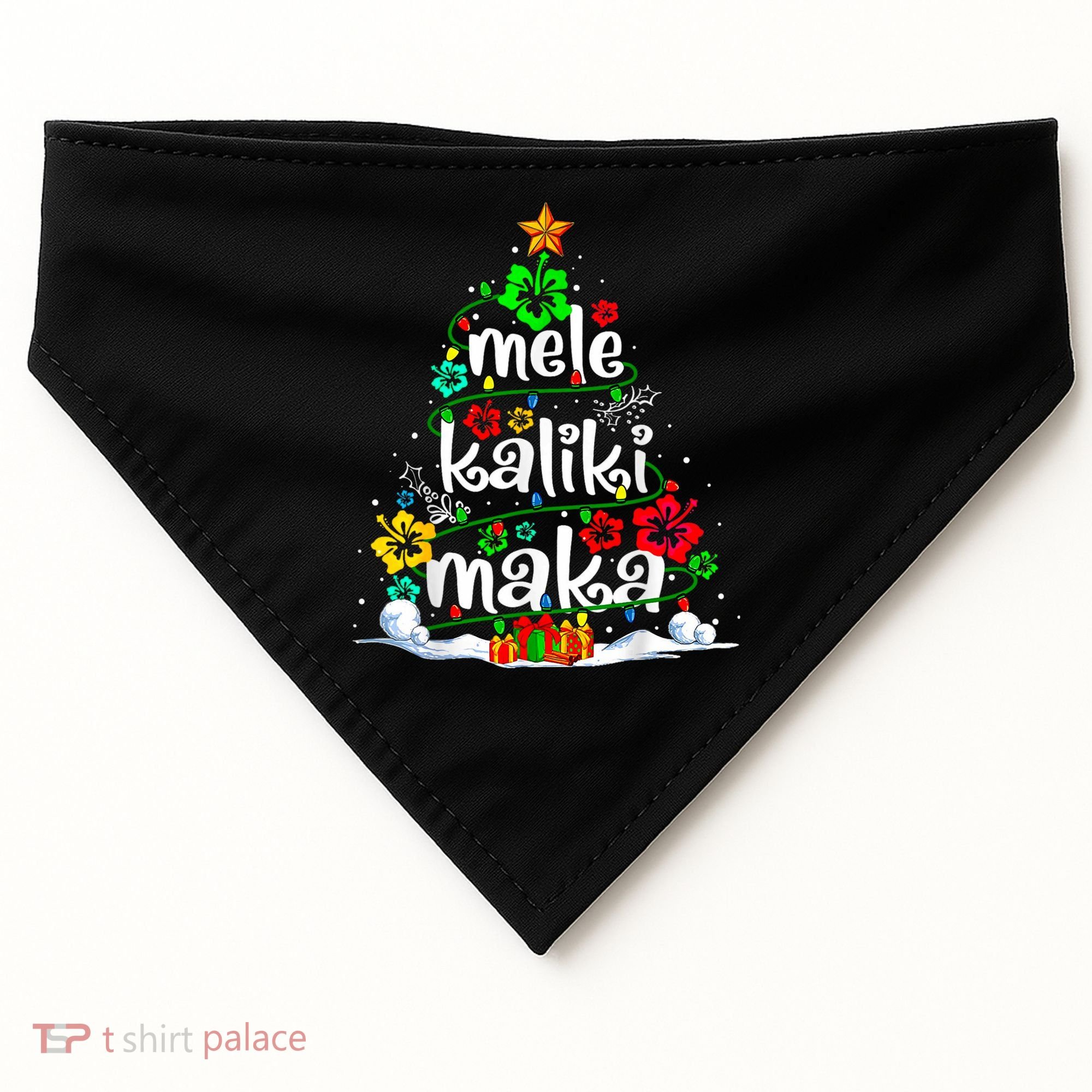 Mele Kalikimaka Tropical Christmas Hawaiian Santa Xmas Tree USA-Made Doggie Bandana