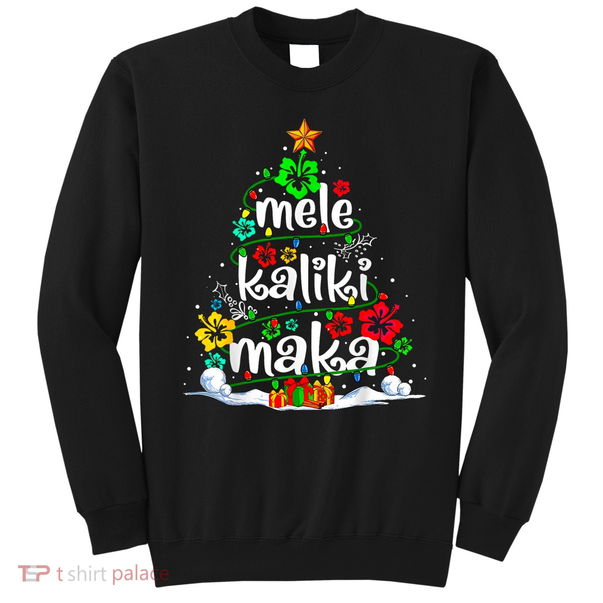Mele Kalikimaka Tropical Christmas Hawaiian Santa Xmas Tree Sweatshirt