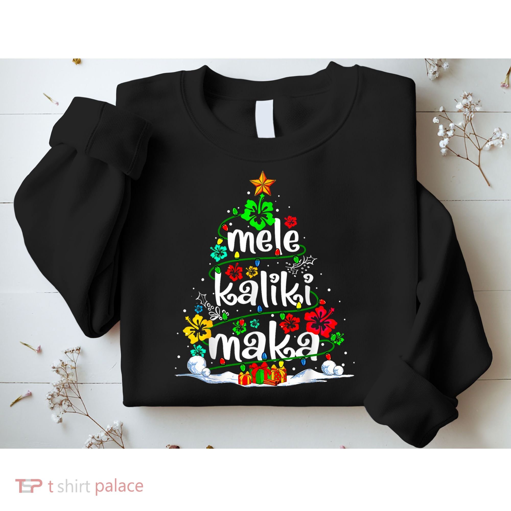 Mele Kalikimaka Tropical Christmas Hawaiian Santa Xmas Tree Sweatshirt