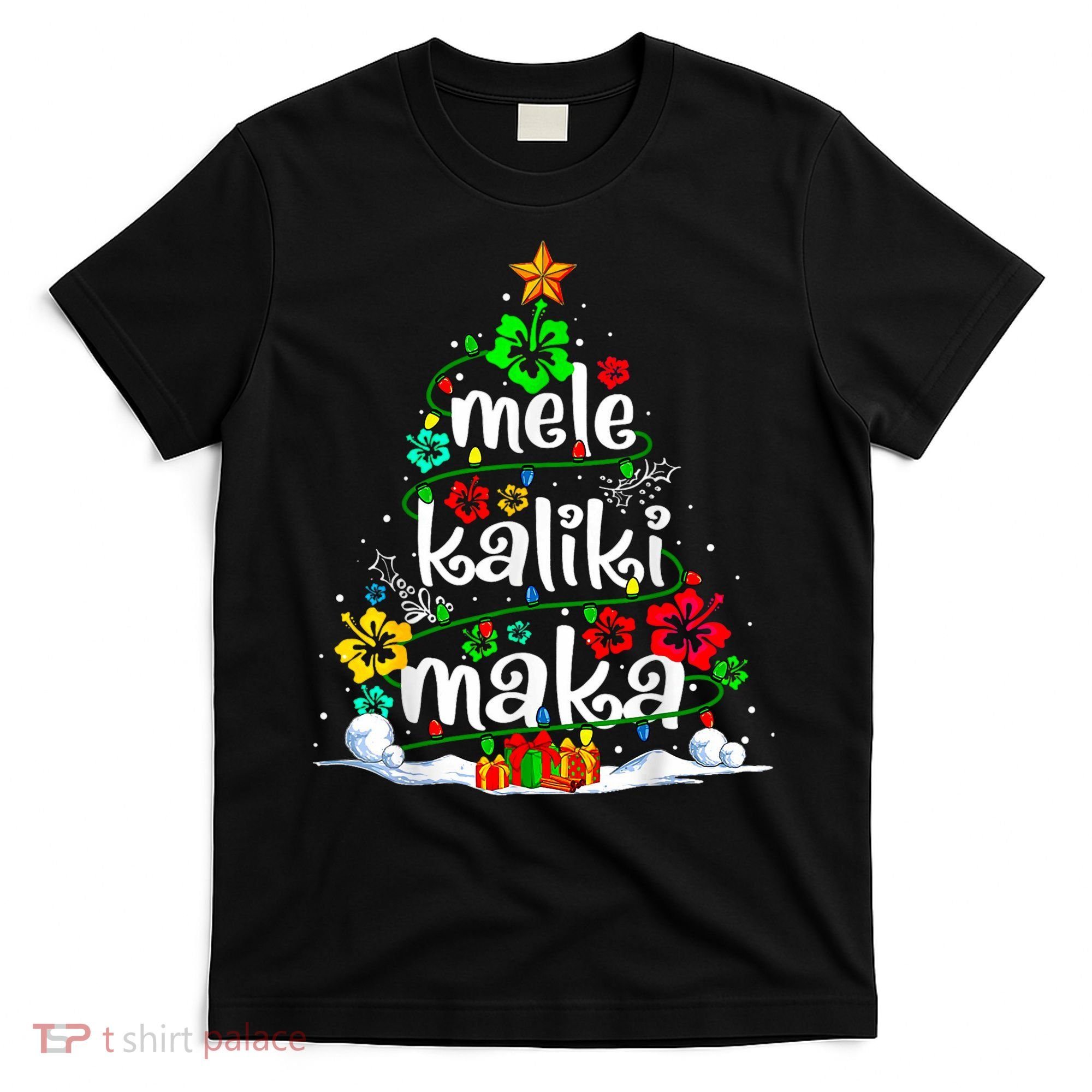 Mele Kalikimaka Tropical Christmas Hawaiian Santa Xmas Tree T-Shirt