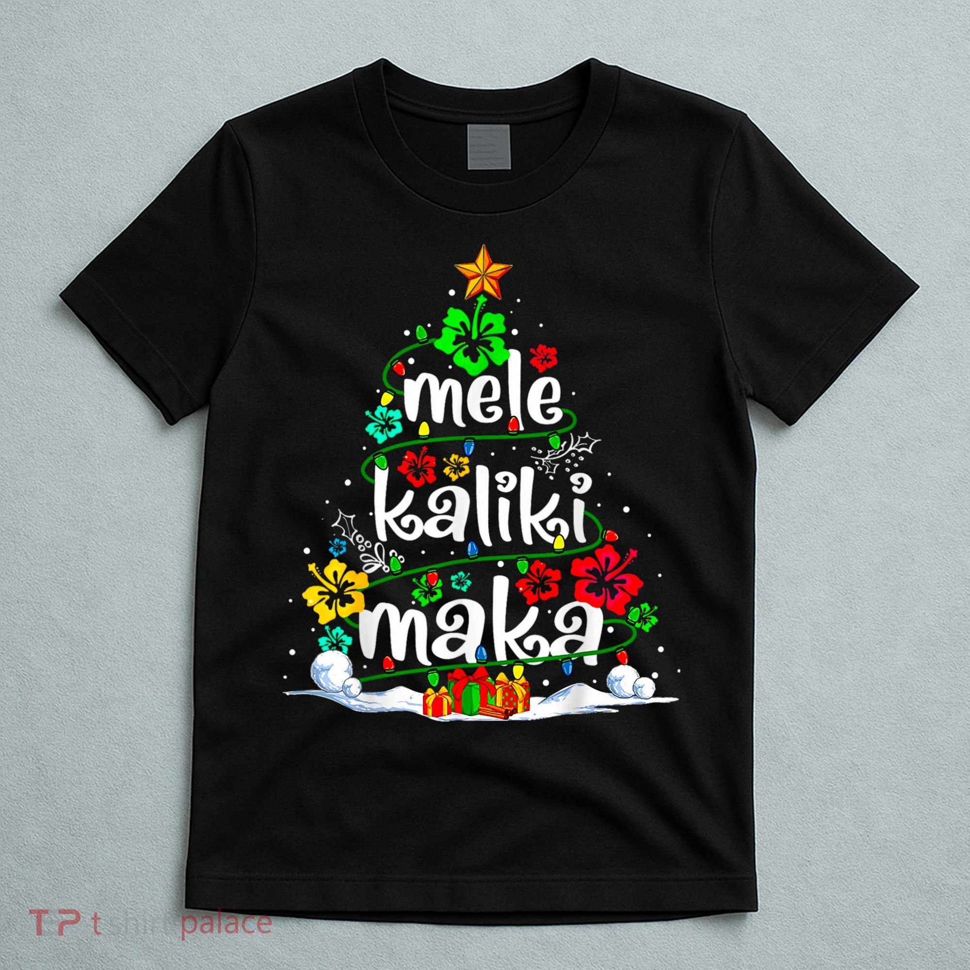 Mele Kalikimaka Tropical Christmas Hawaiian Santa Xmas Tree T-Shirt