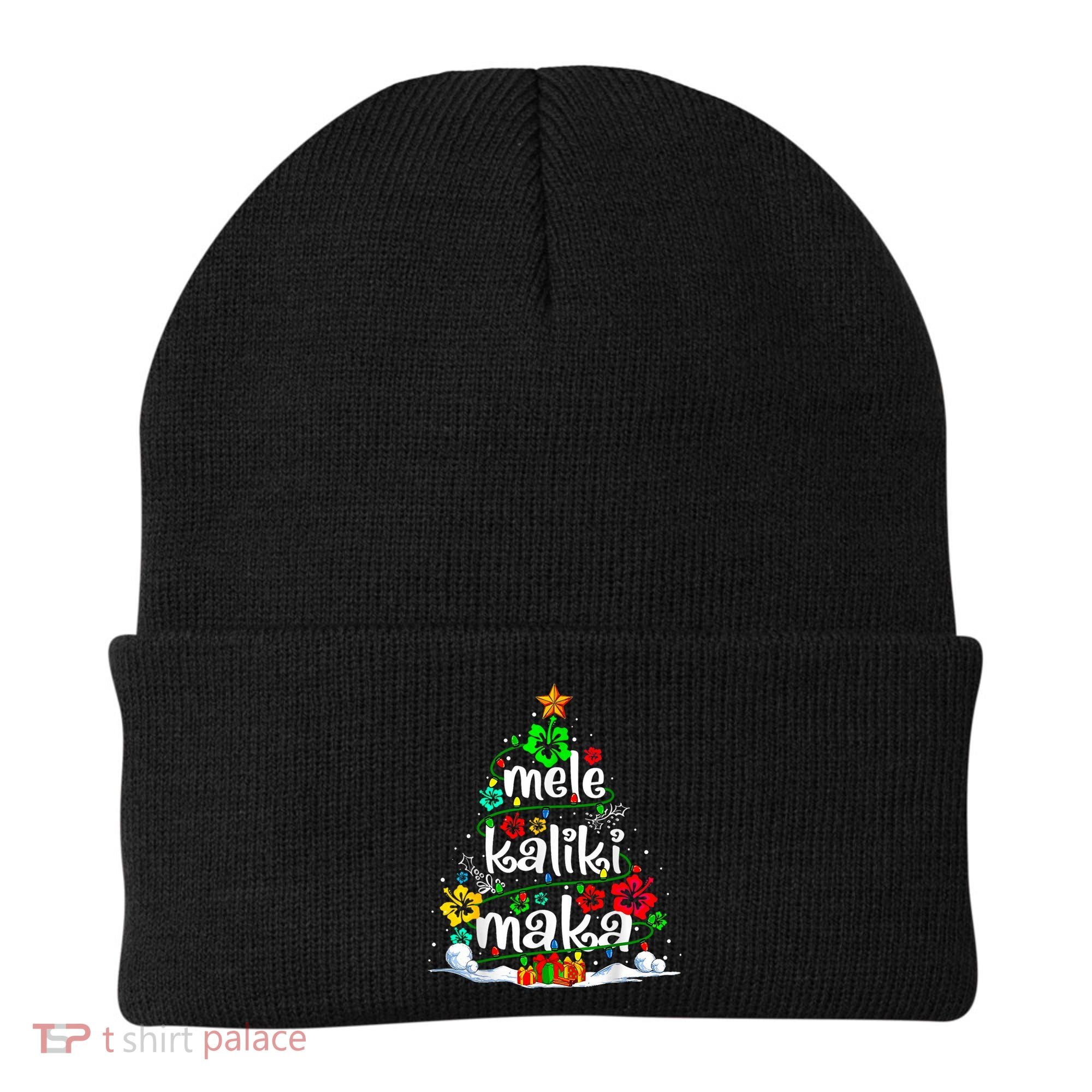 Mele Kalikimaka Tropical Christmas Hawaiian Santa Xmas Tree Beanie