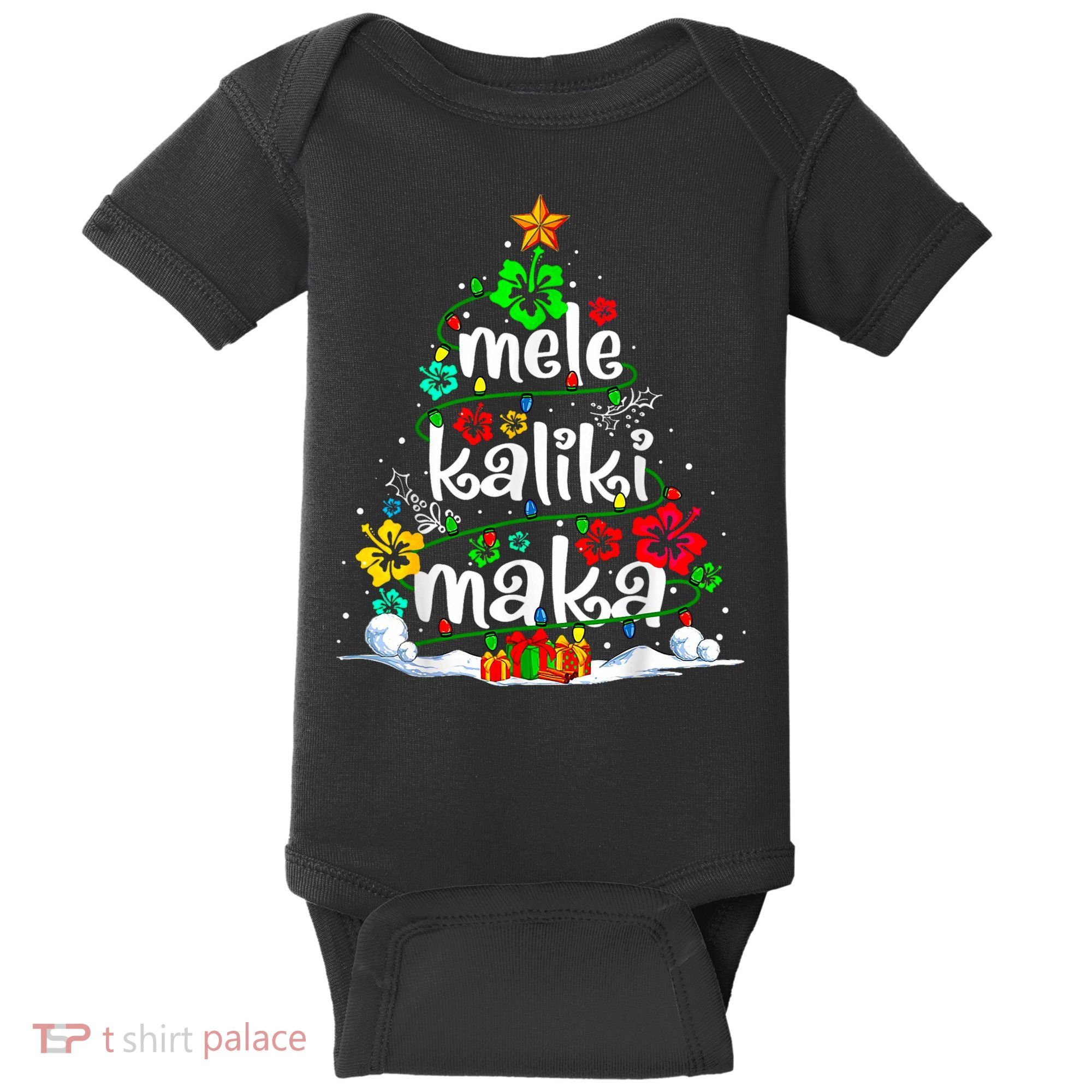 Mele Kalikimaka Tropical Christmas Hawaiian Santa Xmas Tree Baby Bodysuit