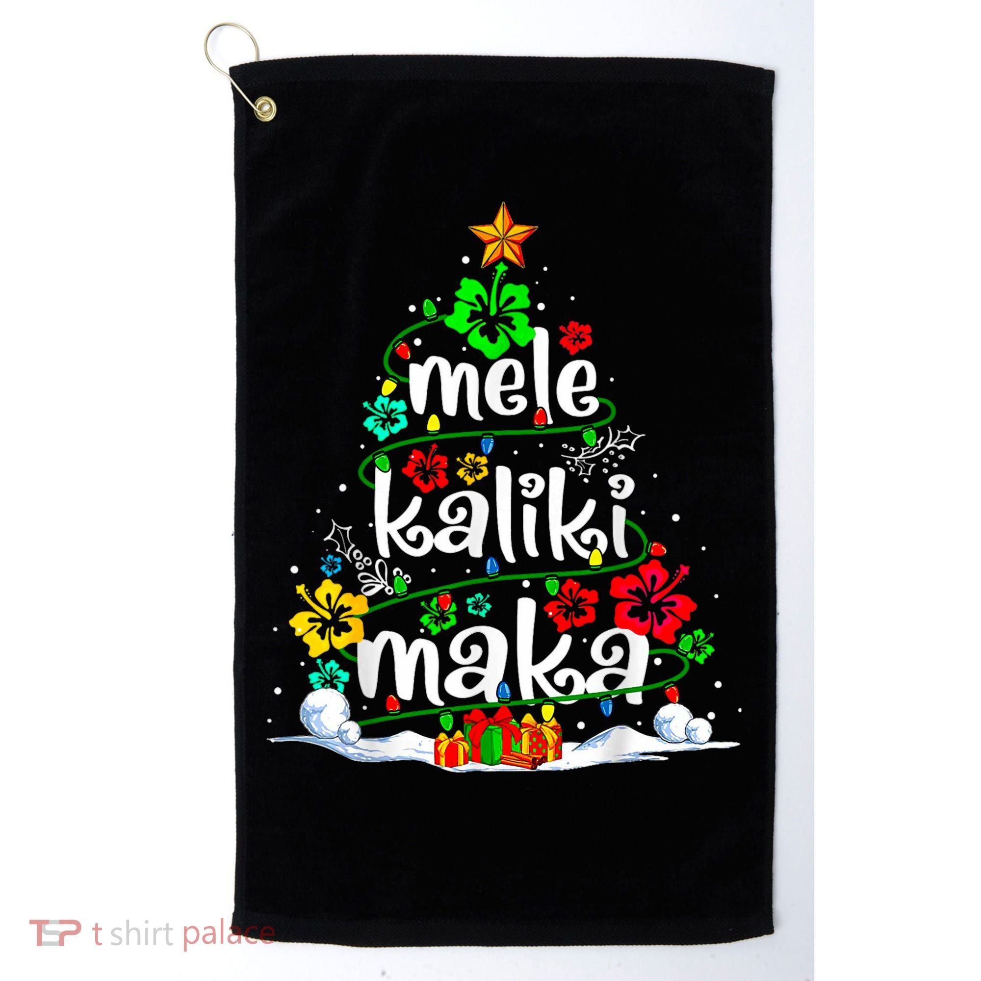 Mele Kalikimaka Tropical Christmas Hawaiian Santa Xmas Tree Golf Towel