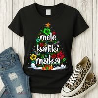 Mele Kalikimaka Tropical Christmas Hawaiian Santa Xmas Tree Women's T-Shirt thumb 3