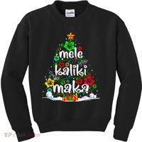Mele Kalikimaka Tropical Christmas Hawaiian Santa Xmas Tree Kids Sweatshirt thumb 0