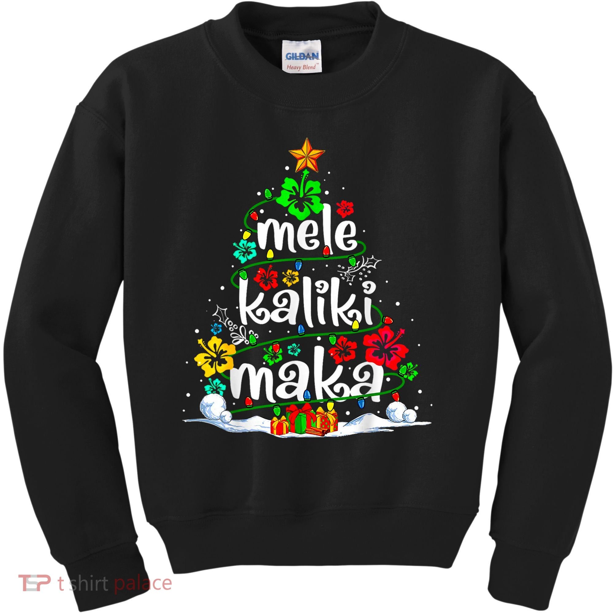 Mele Kalikimaka Tropical Christmas Hawaiian Santa Xmas Tree Kids Sweatshirt