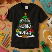 Mele Kalikimaka Tropical Christmas Hawaiian Santa Xmas Tree Kids T-Shirt thumb 3