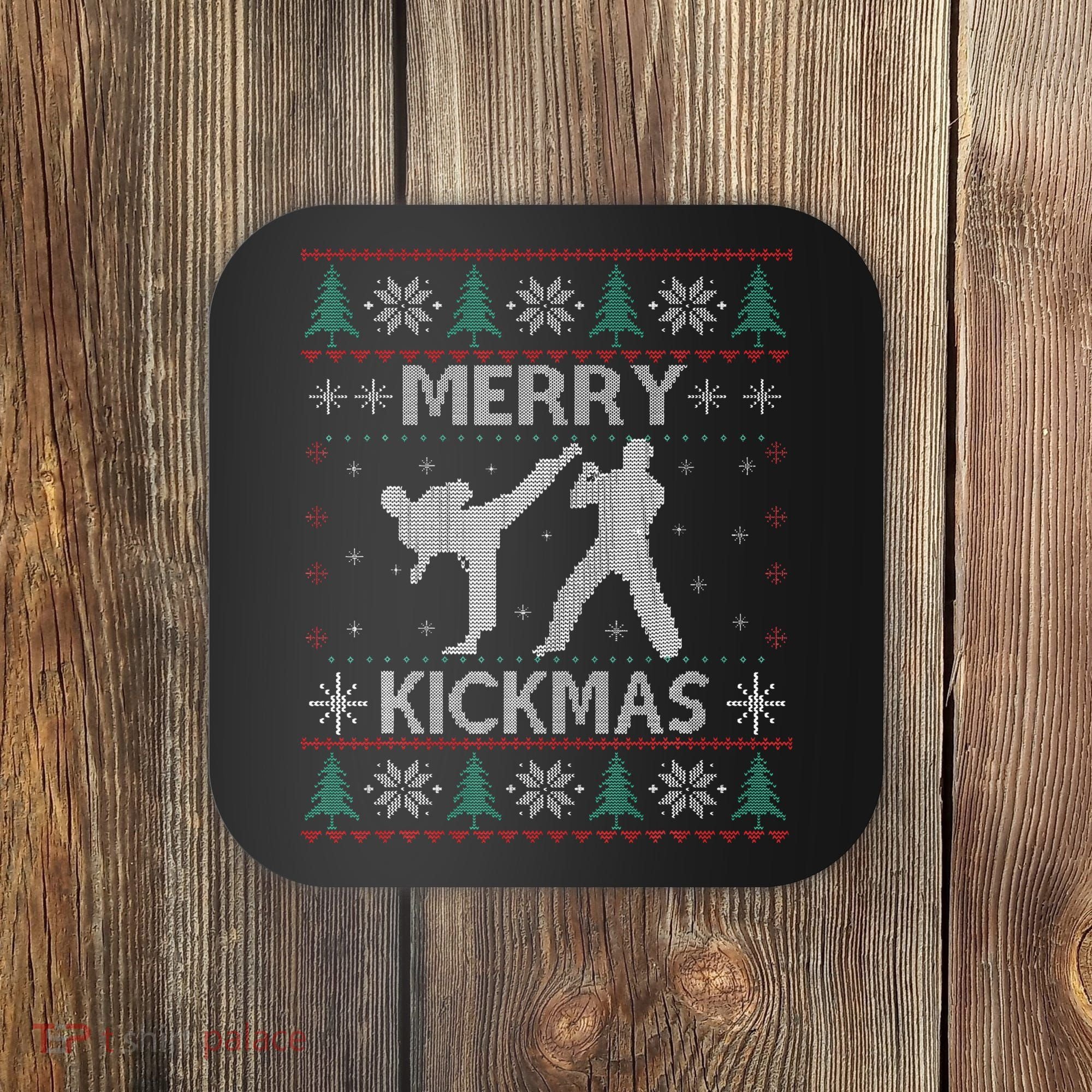 Merry Kickmas Taekwondo Christmas Ugly Sweater Xmas Funny Coaster